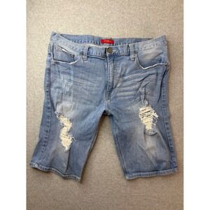 Guess Los Angeles Mens Distressed Denim Shorts Light Wash Blue Size 36